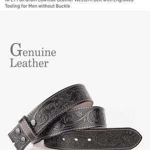 NPET Full Grain Cowhide Leather Western Belt with Engraved Tooling for Men